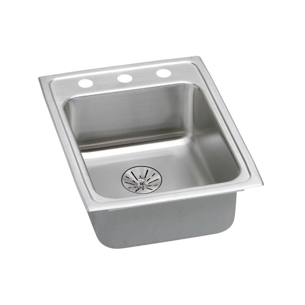 Elkay Lustertone Stainless Steel 17 X 22 X 6-1/2 Single Bowl Top Mount Ada Sink With Perfect Drain LRADQ172265PD3 - main